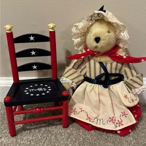Stars and Stripes Forever Muffy VanderBear as Betsy Ross and Chair